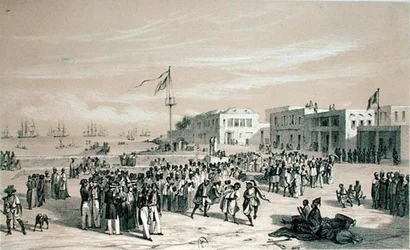 Government Square, Goree Island, Senegal, ca 1840 (litho)