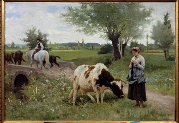 Den välbevakade tränaren Målning av Edouard Debat Ponsan (1847-1913) 1890 Sön. 0,82x1,28 m Pau, Museum of Fine Arts