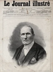 Porträtt av Georges Eugene Haussmann kallad Baron Haussmann (1809-1891) prefet av Seine under det andra imperiet - Gravyr av Navellier i "The Illustrous Diary" från 1891