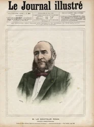 Porträtt av Jules Emile (Jules-Emile) Pean (1830-1898), fransk kirurg - Gravyr av Navellier i "The Illustrous Diary" från 1892