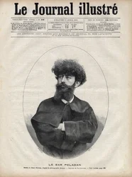 Sar Merodack Josephin Peladan, pseudonym för Josephin Peladan (1858-1918) fransk författare och ockultist - Gravyr av Navellier i "The Illustrous Journal" från 1892