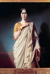 Porträtt av Elisabeth Felix kallad Mademoiselle Rachel (1821-1858), skådespelerska Målning av Edouard Louis Dubufe (1820-1883)