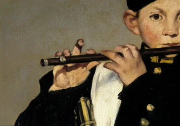 En flöjtspelare. Detalj. Målning av Édouard Manet