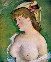 Blond kvinna med bara bröst, 1878