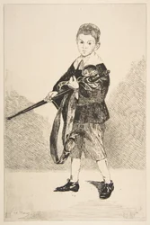 Pojke med ett svärd, vänstersvängd, 1862.
