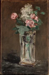 Blommor i en kristallvas (olja på duk)
