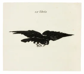 Flying Raven: ex libris, från The Raven (Le Corbeau)
