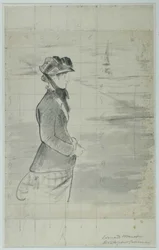 Manet - Annabel Lee står vid havet, cirka 1881