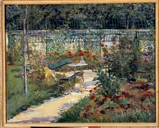 Min trädgård, bänken. Målning av Édouard Manet (1832-1883)