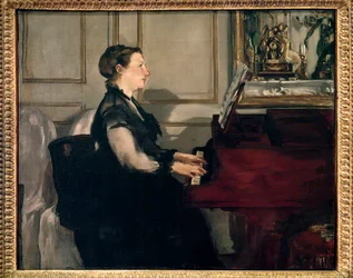 Porträtt av Madame Manet på pianot Målning av Edouard Manet (1832-1883)