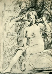Studie av en sittande naken La Toilette, 1858-1860, 1943.