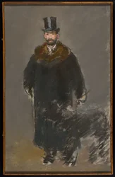 Mannen med hunden, ca 1882 (pastell på duk, preparerad med grå gouacheslipad)