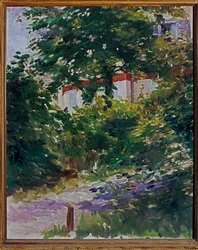 Trädgården runt Manets hus i Reuil, Frankrike (målning på duk)