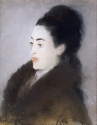 Kvinna i en päls i profil, 1879