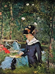 Ung flicka på tröskeln till trädgården vid Bellevue, 1880.