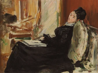 Ung kvinna med boken; Ung kvinna med en bok, ca 1875