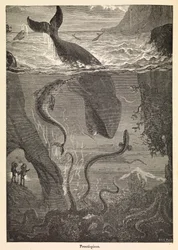 Frontispice av Jules Vernes "Tjugotusen Leagues Under The Sea", ca 1870 (tryck)