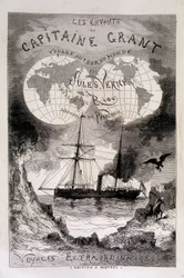 Frontispice "The Children of Captain Grant" av Jules Verne