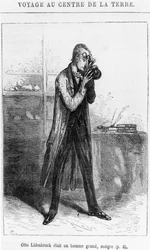Professor Otto Lidenbrock, illustration ur Jules Vernes (1828-1905) ”Resan till jordens medelpunkt”, Paris, Hetzel
