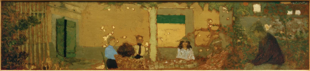 Familj i trädgården