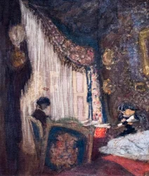 Madame Hessel och Madame Aron syr i salongen på Ormesson, ca 1902 (olja på duk)