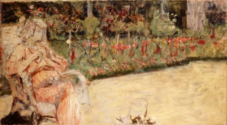 Mme Hessel i Cezannes trädgård i Vaucresson, ca 1920
