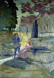Pelleas et Melisande Illustration till operan av Claude Debussy (1862-1918) med samma namn. Målning av Edouard Vuillard (1868-1940) 1900-talets Paris, komedi av Champs Elysees