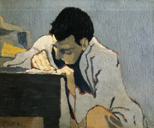 Porträtt av Aurelien Lugne-Poe. Målning av Edouard VUILLARD (1868-1940)