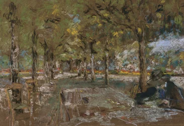 Läser under träden i Amfreville, ca 1906