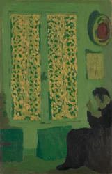 Den gröna interiören, 1891 (olja på kartong, monterad på vaggat trä)