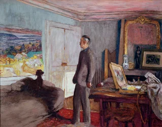 Målaren Pierre Bonnard (1867-1947) hemma (olja på duk)