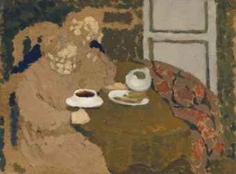 Två kvinnor som dricker kaffe, ca. 1893.