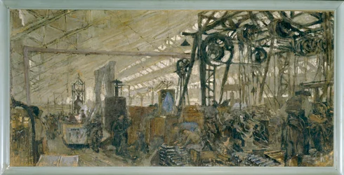Rustningsfabriken i Lyon: smedjan - rustningen ... (tempera på duk)