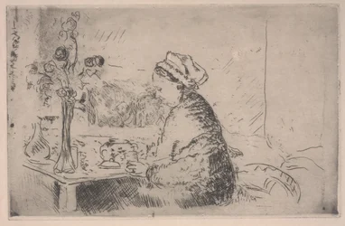 Kvinna med en bukett, ca 1924 (etsning)