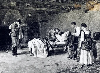 Anita Garibaldis död på markis Guicciolis gård (illustration)