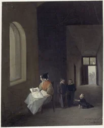 Kvinna med barn i en hall