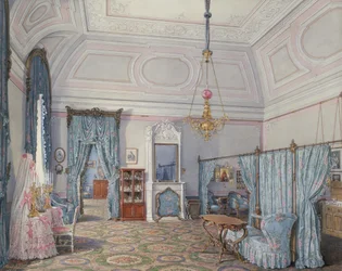 Interiörer av Vinterpalatset. Den femte reserverade lägenheten. Storprinsessan Maria Alexandrovnas sovrum, 1873