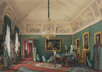 Interiörer av Vinterpalatset. Den första reserverade lägenheten. Den lilla studien av storprinsessan Maria Nikolajevna, 1867