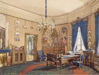 Interiörer av Vinterpalatset. Kronprins Nikolay Aleksandrovichs studie, 1865