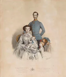 Frans Josef I och Elisabeth av Österrike med barnen Gisela och Rudolf