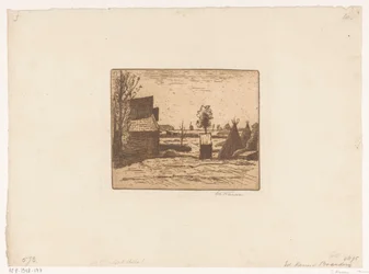Gårdsgård med ladugård och höskärvor Gård (titel på objekt)