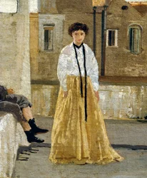 Terrassen, av Edoardo Dalbono (1841-1915), olja på panel, 45x30 cm. Detalj.