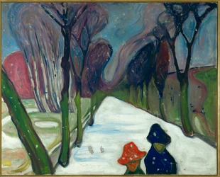 Avenue i snön (olja på duk)