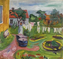 Kläder på linje i Åsgårdsstrand, 1902