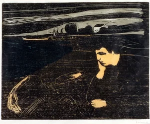 Evening, Melankoli: On the Beach (Abend, Melancholie am Strand) (träsnitt)