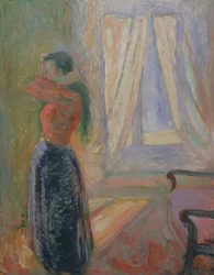 Kvinna i toaletten, 1892