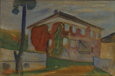 Hus med Red Virginia Creeper, ca 1900 (olja ombord)