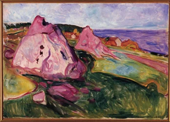 Landskap, violetta stenar
