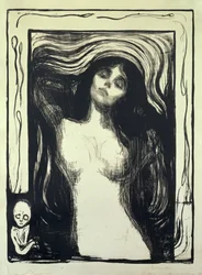 Madonna, kärleksfull kvinna (träsnitt)
