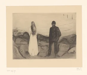 Man och kvinna som står på stranden Två personer (originaltitel)